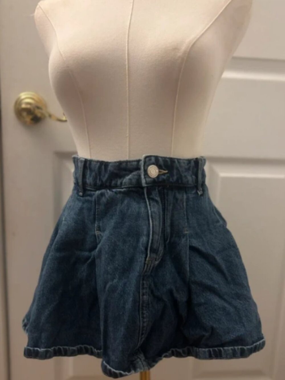 High waisted loose denim short skirt
